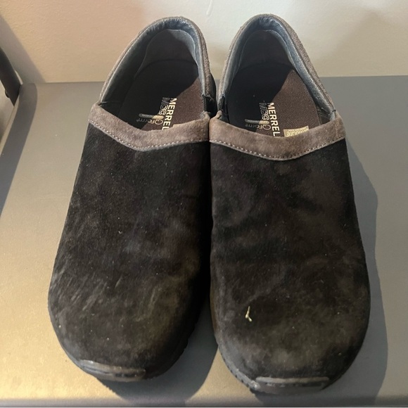 Merrell Womens Size 8 Encore Adams Slip-on Black Suede Leather Moc Clogs - Picture 2 of 8